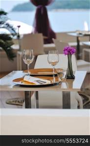 modern restaurant table outdoor at sea