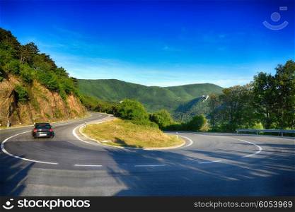 modern road in wooded mountains