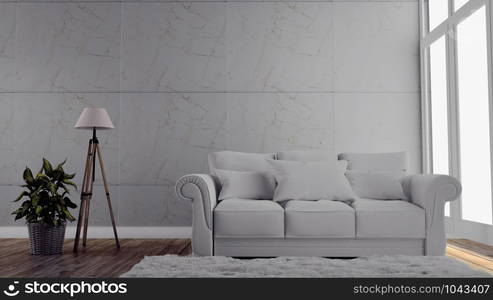 Modern room gray wall on floor wooden. 3D rendering