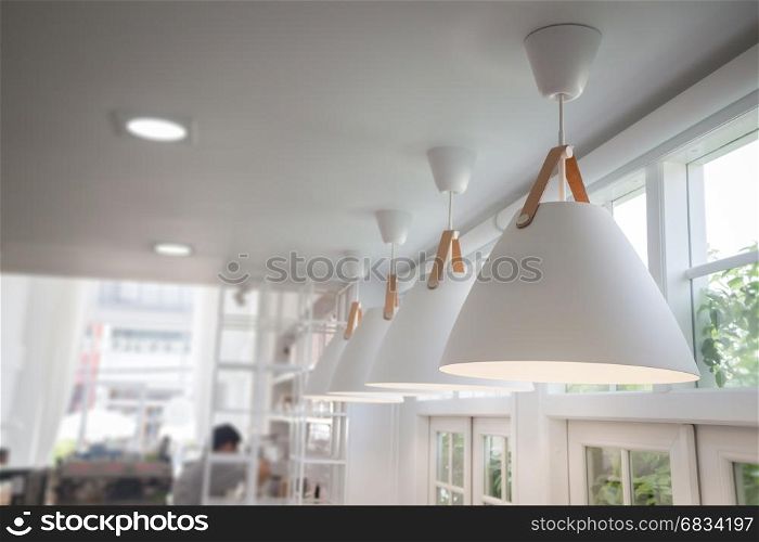 Modern Room Interior Decorated With White Lamp, stock photo