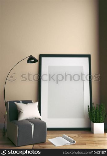 Modern Room Scandinavian Style. 3D Rendering