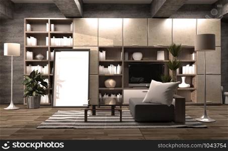 Modern room Scandinavian style. 3D rendering