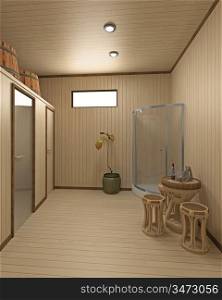 modern sauna inerior (3D rendering)