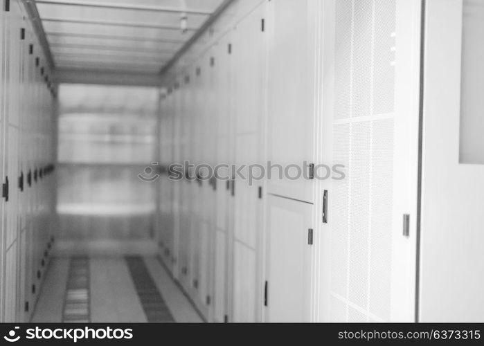 modern server room with white servers and hardwares in a internet data center