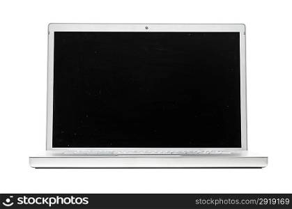 modern silver laptop isolated on white background