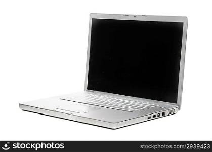 modern silver laptop isolated on white background
