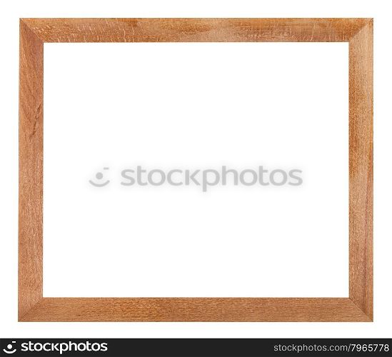 modern simple flat wooden picture frame with cut out blank space isolated on white background