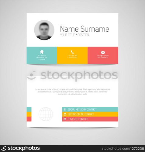 Modern simple light business card template with flat user interface