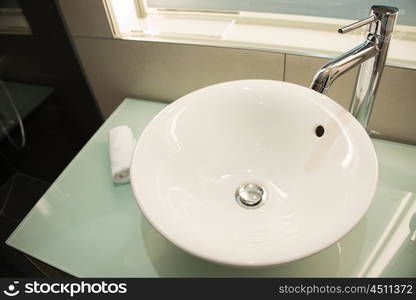 Modern sink in the bathroom