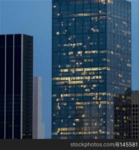 Modern skyscraper at night, Victory Park, Dallas, Texas, USA