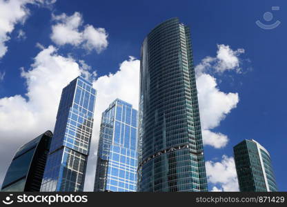 Modern skyscrapers on a background of the blue sky.