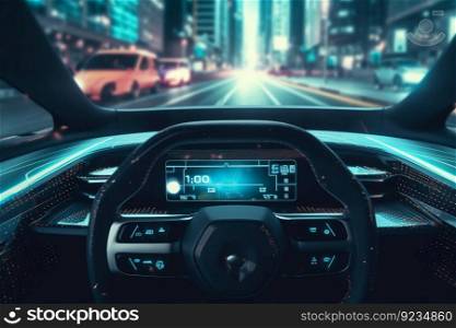 Modern smart car dashboard. Transport system. Generate Ai. Modern smart car dashboard. Generate Ai
