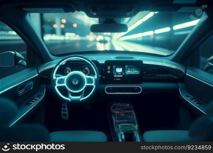 Modern smart car interior. System internet. Generate Ai. Modern smart car interior. Generate Ai
