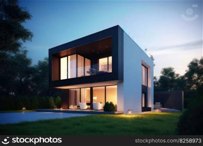 Modern smart home house concept created with generative AI technology