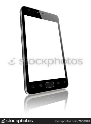 Modern smart phone with blank screen isolated on white. Include clipping path for phone and screen.