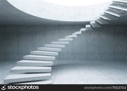 modern staircase in concrete interior, 3d rendering