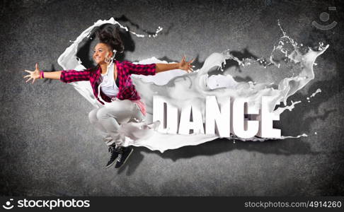 Modern style dancer. Modern style dancer jumping and the word Dance. Illustration