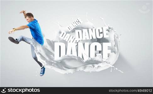 Modern style dancer. Modern style dancer jumping and the word Dance. Illustration