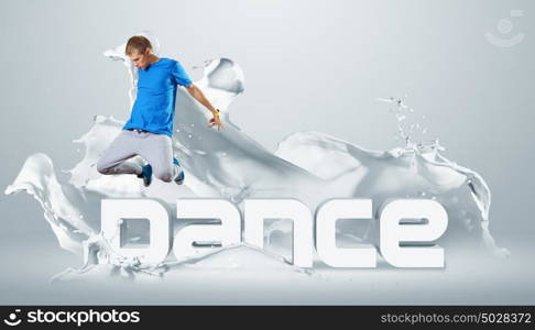 Modern style dancer. Modern style dancer jumping and the word Dance. Illustration