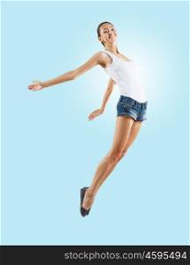Modern style dancer posing. Modern style female dancer jumping and posing. Illustration