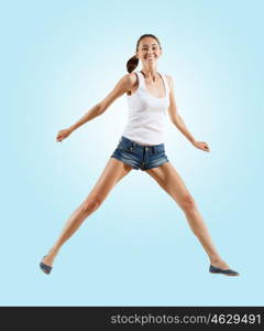 Modern style dancer posing. Modern style female dancer jumping and posing. Illustration