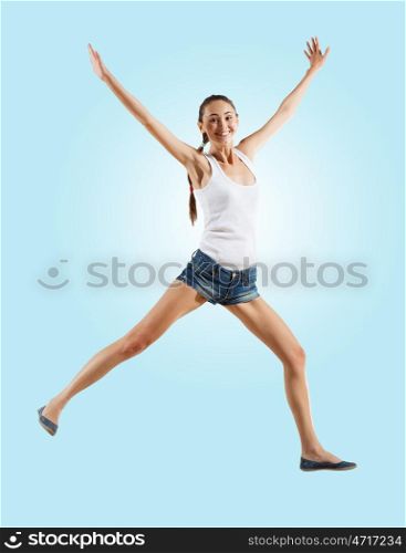 Modern style dancer posing. Modern style female dancer jumping and posing. Illustration