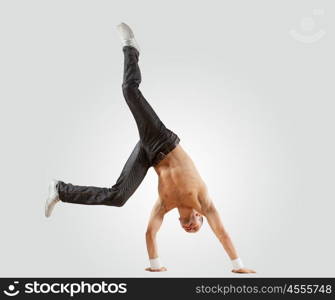 Modern style dancer posing. Modern style male dancer jumping and posing. Illustration