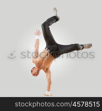 Modern style dancer posing. Modern style male dancer jumping and posing. Illustration