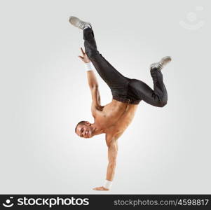 Modern style dancer posing. Modern style male dancer jumping and posing. Illustration