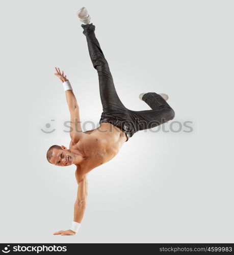 Modern style dancer posing. Modern style male dancer jumping and posing. Illustration