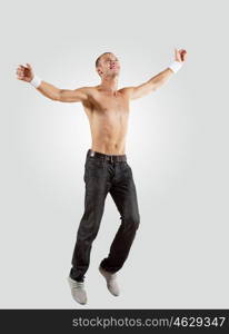 Modern style dancer posing. Modern style male dancer jumping and posing. Illustration