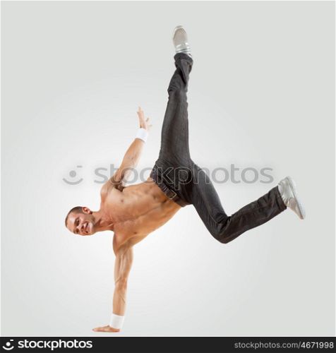 Modern style dancer posing. Modern style male dancer jumping and posing. Illustration