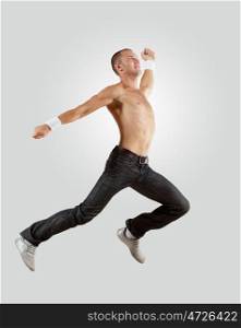 Modern style dancer posing. Modern style male dancer jumping and posing. Illustration
