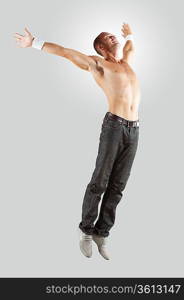 Modern style male dancer jumping and posing. Illustration