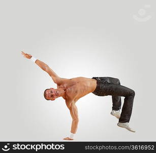 Modern style male dancer jumping and posing. Illustration