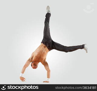 Modern style male dancer jumping and posing. Illustration