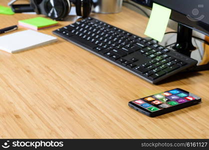 modern stylish work place, view from above