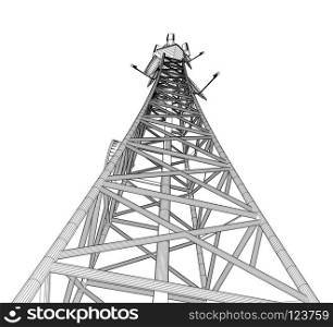 Modern telecomunication tower on a white background. 3d rendering.