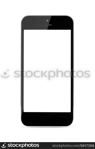 modern touch screen smartphone with blank screen isolated on white background