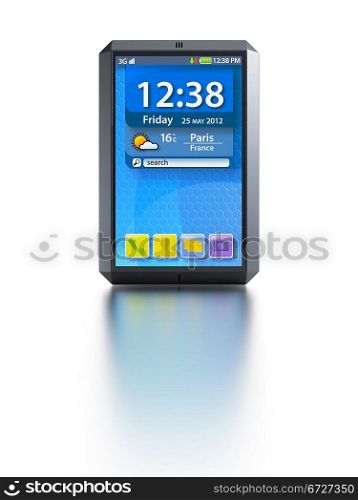 modern touchscreen smartphone, isolated 3d render
