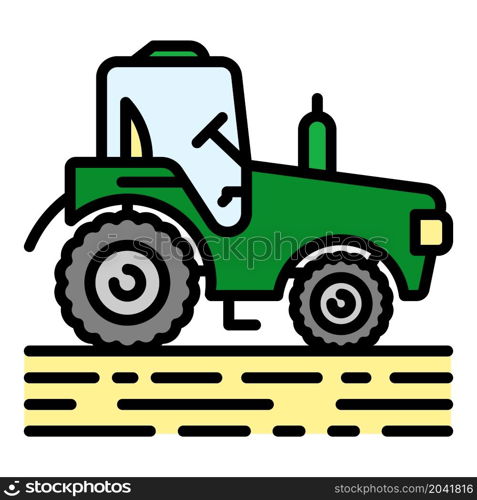 Modern tractor icon. Outline modern tractor vector icon color flat isolated. Modern tractor icon color outline vector