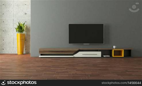 modern tv stand design with wall in the room decoration idea 3d rendering