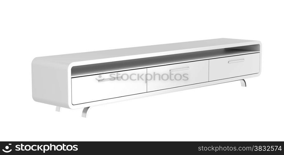 Modern tv stand isolated on white background