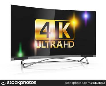 modern TV with 4K Ultra HD inscription on the screen