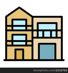 Modern two story house icon. Outline modern two story house vector icon color flat isolated. Modern two story house icon color outline vector