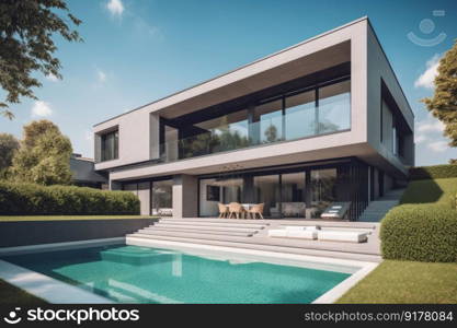Modern villa. Illustration Generative AI 