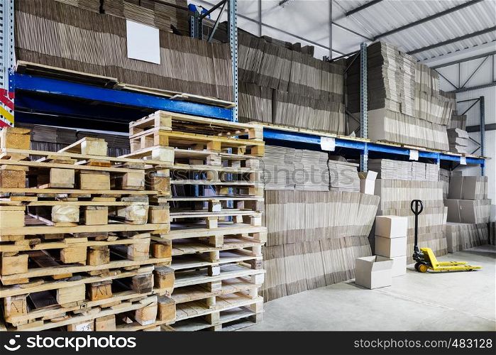 modern warehouse of paper and cardboard