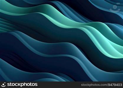Modern waves background design with teal blue. Generative AI