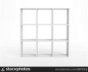 modern white bookcase, 3d render