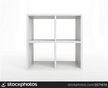 modern white bookcase, 3d render